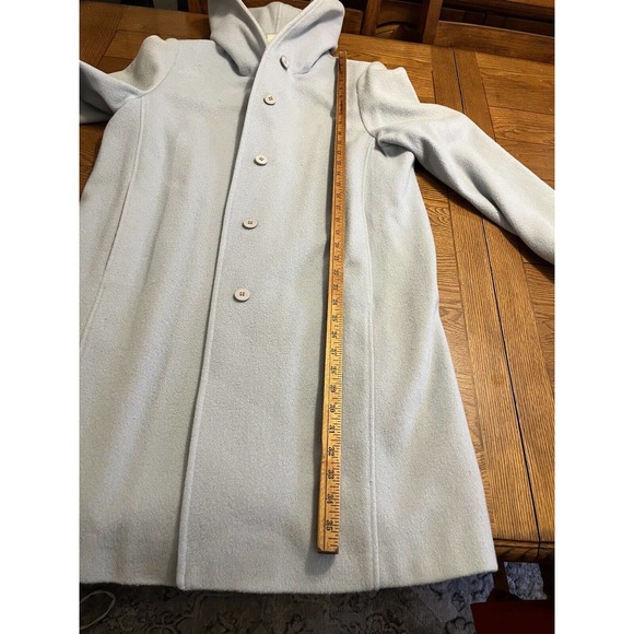 Anne Klein Mid-length Peacoat Baby Blue-Gray Wool Hidden Buttons Size 6 - Picture 12 of 16